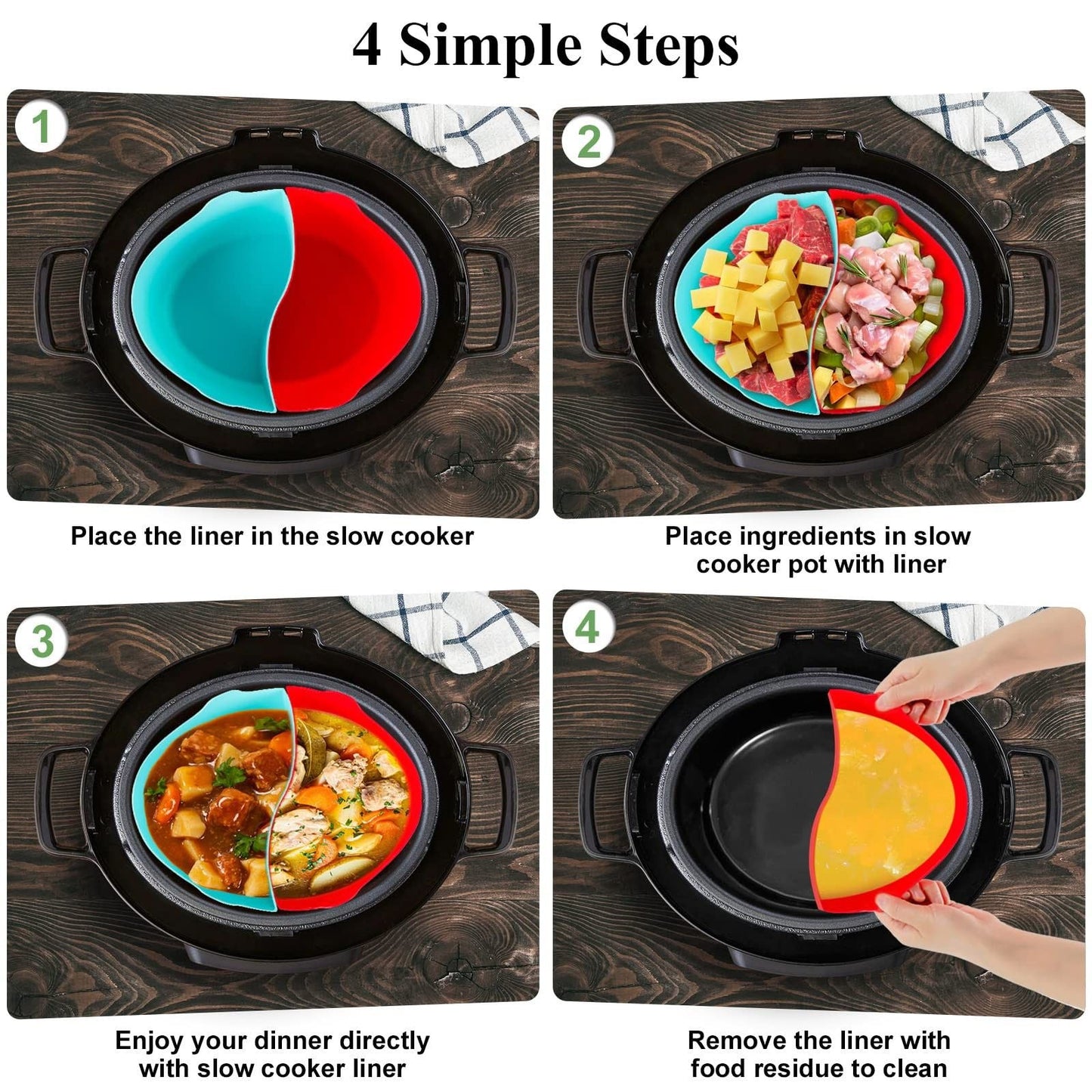 Silicone Slow Cooker Slow Cooker Partition Tank Slow Cooker Silicone Divider Slow Cooker Silicone round Table Set for 4 Modern