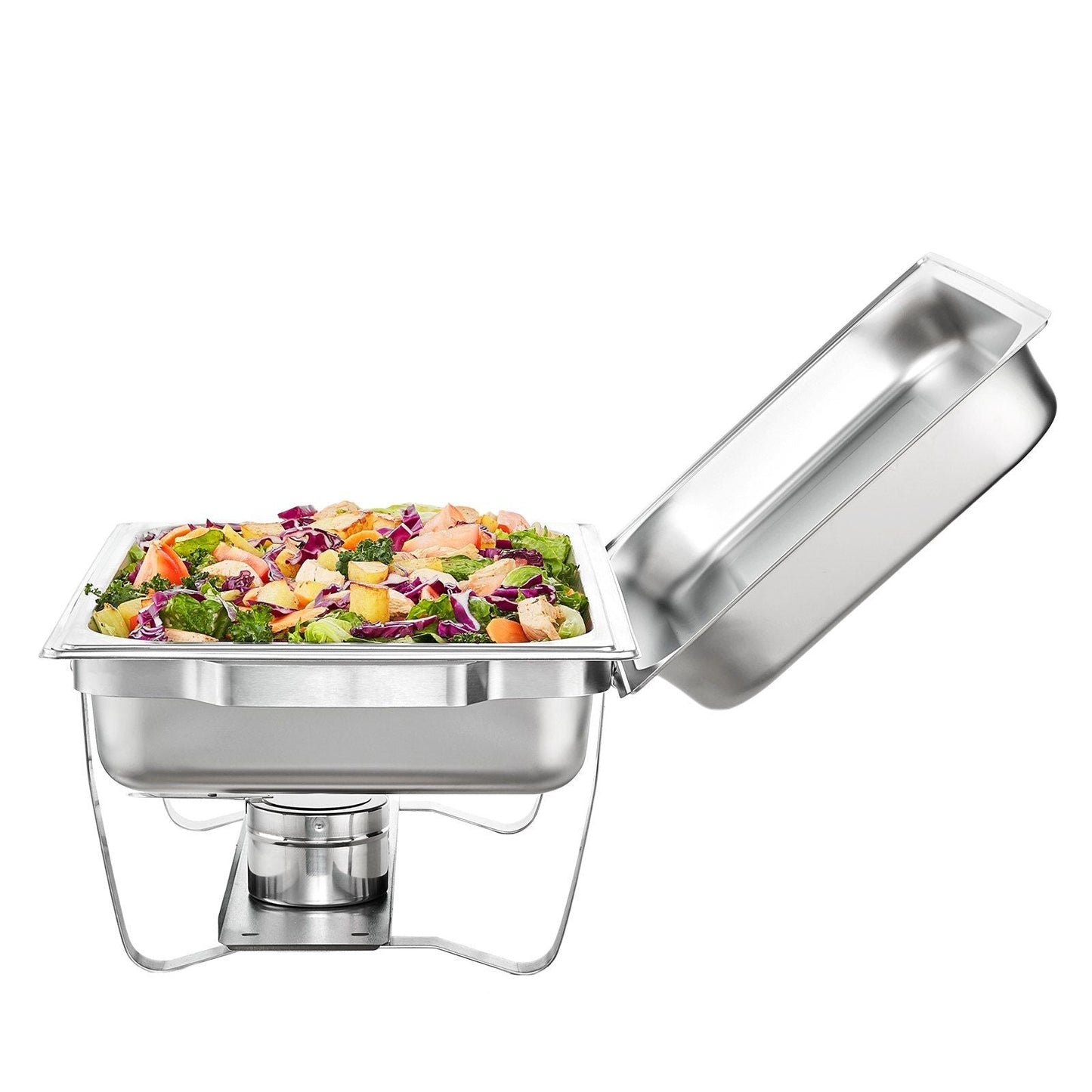 4-Pack Rectangle Chafing Dish Set with Full-Size 8Qt Pan Frame Fuel Holder