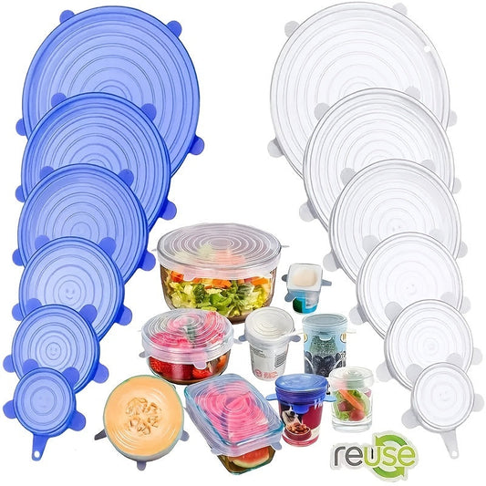 6/12/24PCS BPA-free Silicone Stretch Lids; Food Bowl Covers; Reusable Food Saving Cover; Stretchable Multifunctional Fruit And Vegetable Fresh-keeping Cover