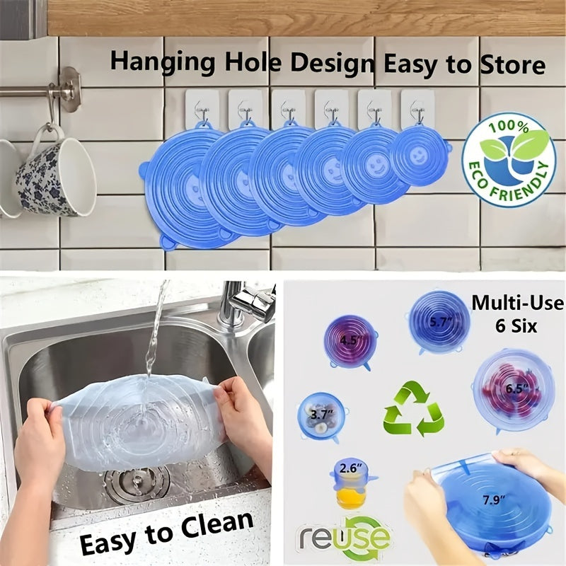 6/12/24PCS BPA-free Silicone Stretch Lids; Food Bowl Covers; Reusable Food Saving Cover; Stretchable Multifunctional Fruit And Vegetable Fresh-keeping Cover