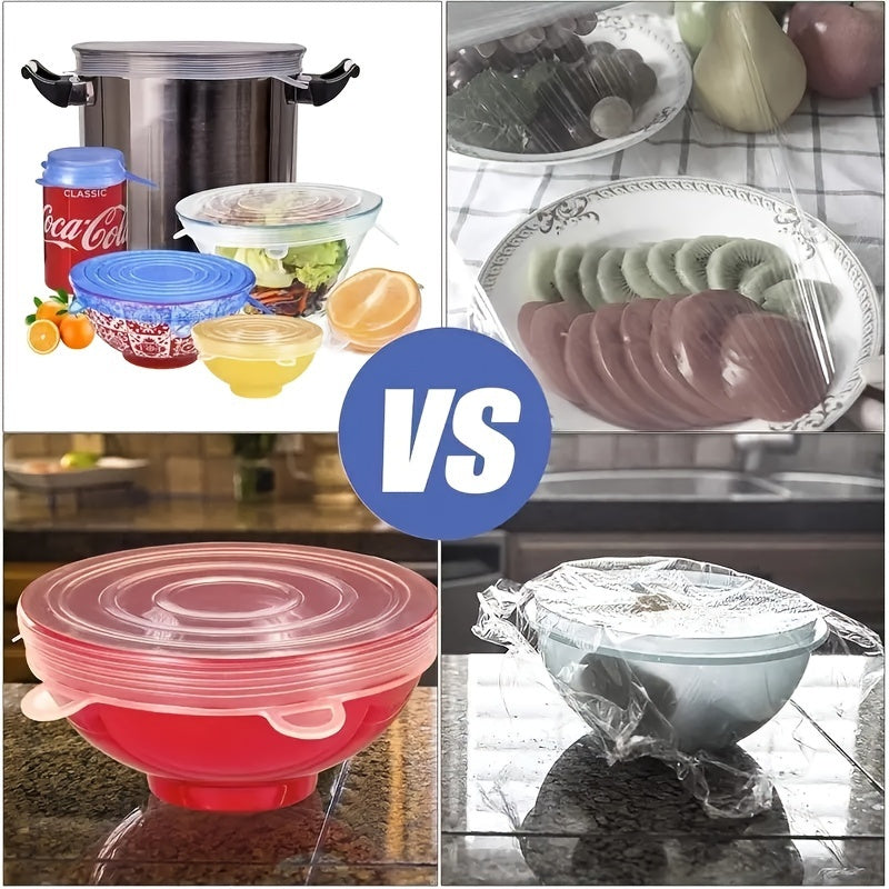 6/12/24PCS BPA-free Silicone Stretch Lids; Food Bowl Covers; Reusable Food Saving Cover; Stretchable Multifunctional Fruit And Vegetable Fresh-keeping Cover