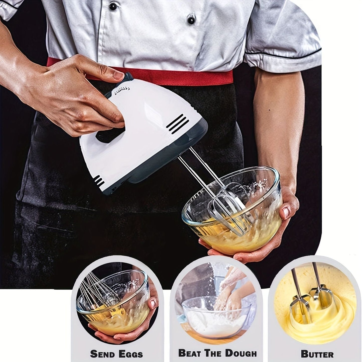 1pc 7 Speeds Electric Hand Mixer; Household Portable Powerful Handheld Electric Mixer; Hand-held Egg Beater; Small Whipping Cream Mixer For Cake; Baking; Cooking; Dessert